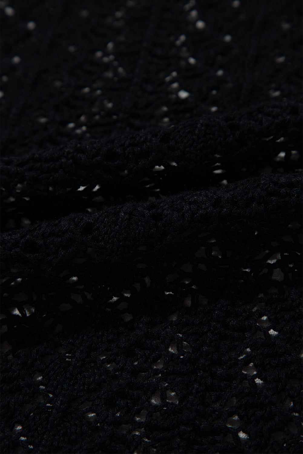 White Stylish Hollow Out Knit Drop Shoulder Cardigan