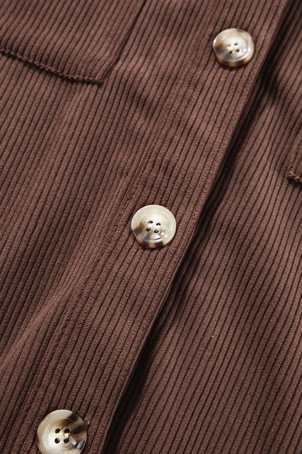 Pale Khaki Hooded Drawstring Pockets Corduroy Shacket