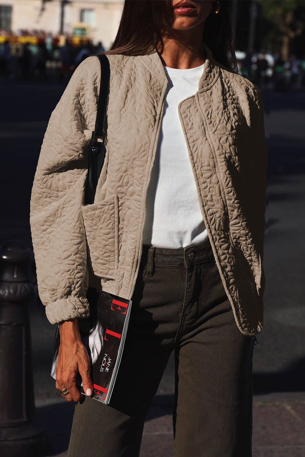 Black Floral Quilted Jacket