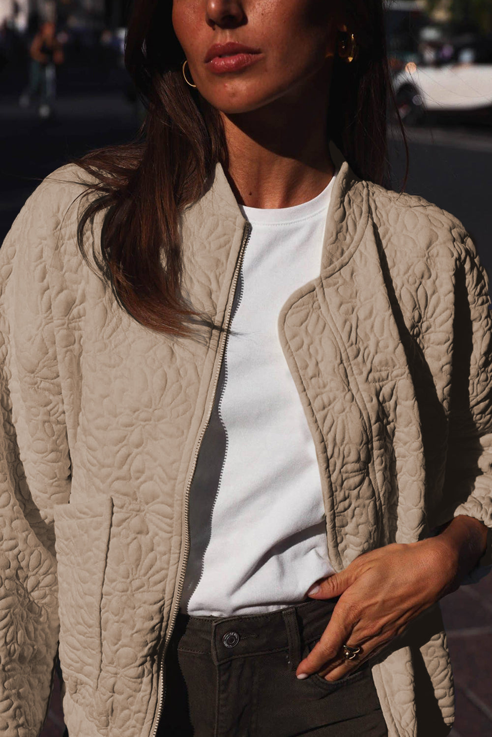 Black Floral Quilted Jacket