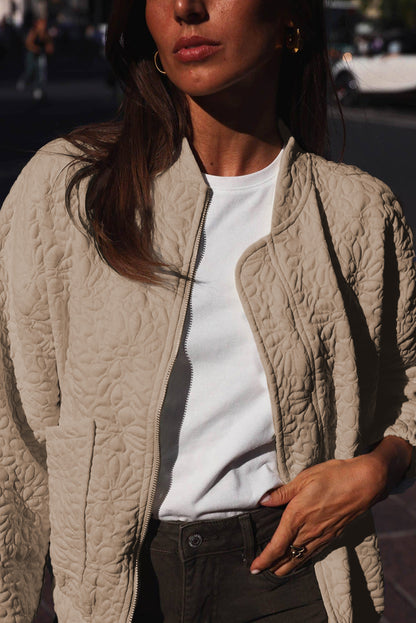 Black Floral Quilted Jacket