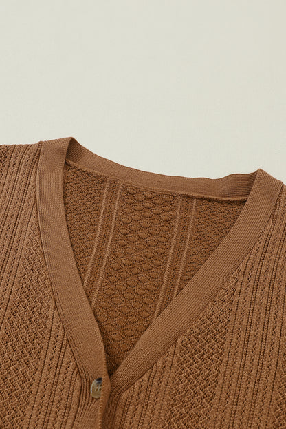 Cypress V Neck Buttoned Textured Sweater Cardigan