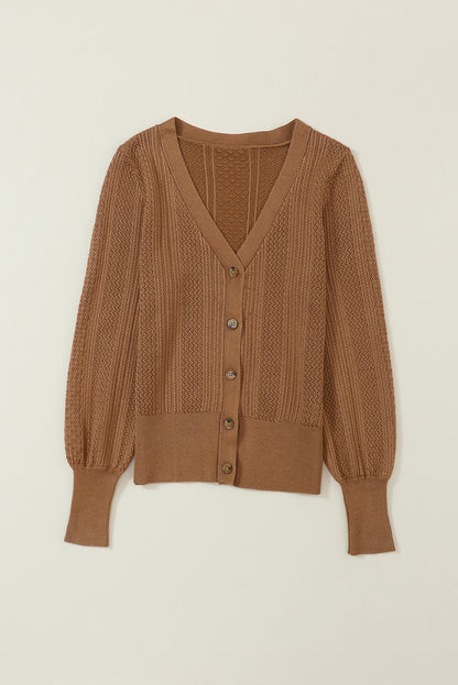 Cypress V Neck Buttoned Textured Sweater Cardigan