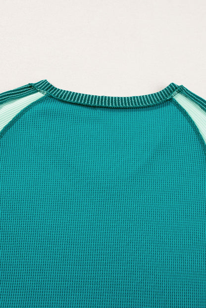 Orange Exposed Seam Color Block Knitted V Neck T-shirt