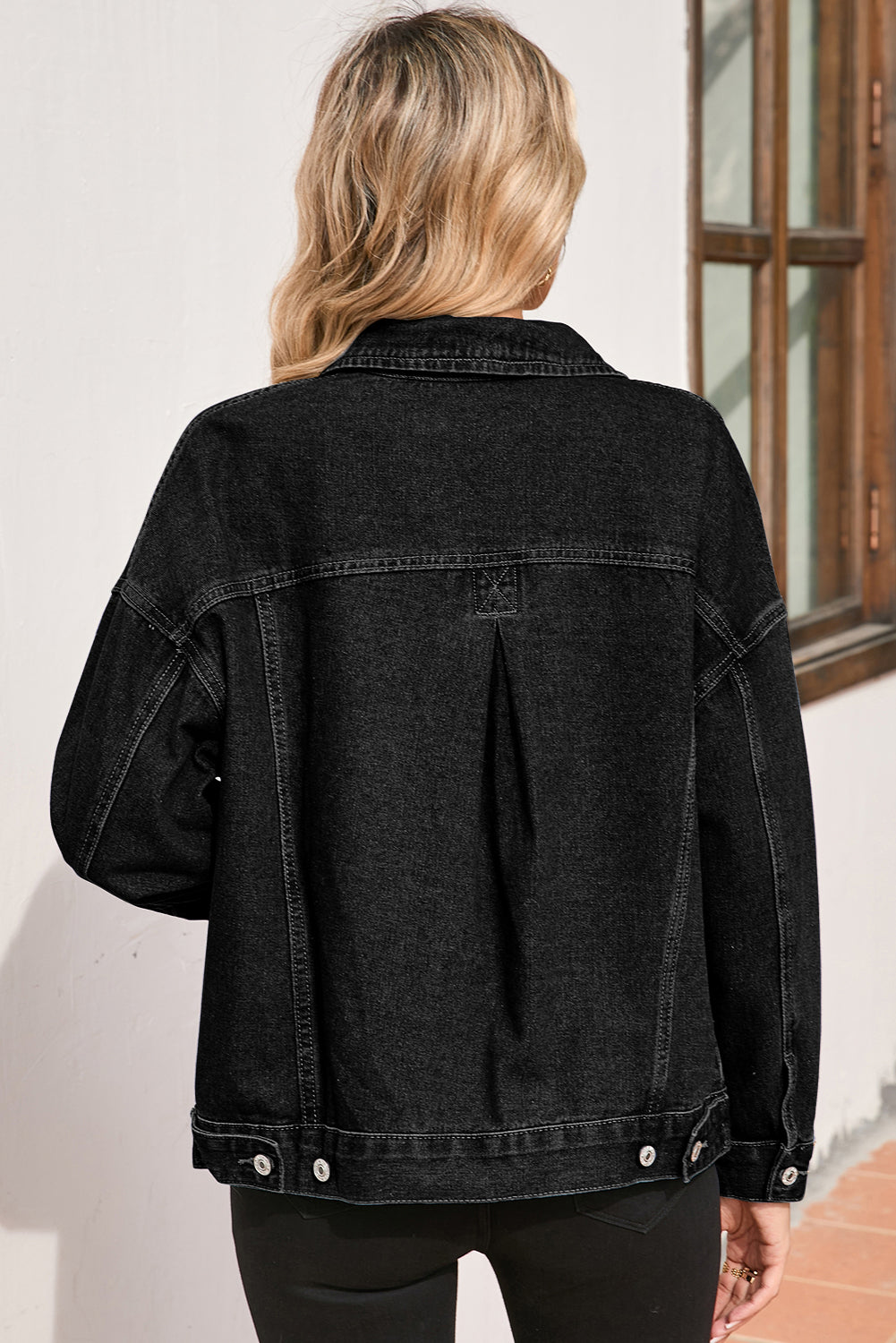 Wild Wind Washed Oversize Pocketed Denim Jacket