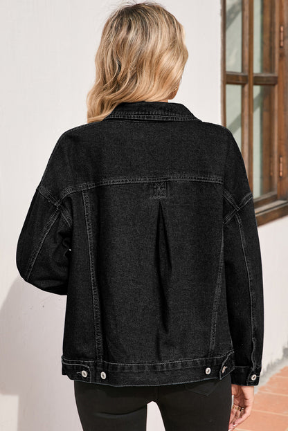 Wild Wind Washed Oversize Pocketed Denim Jacket