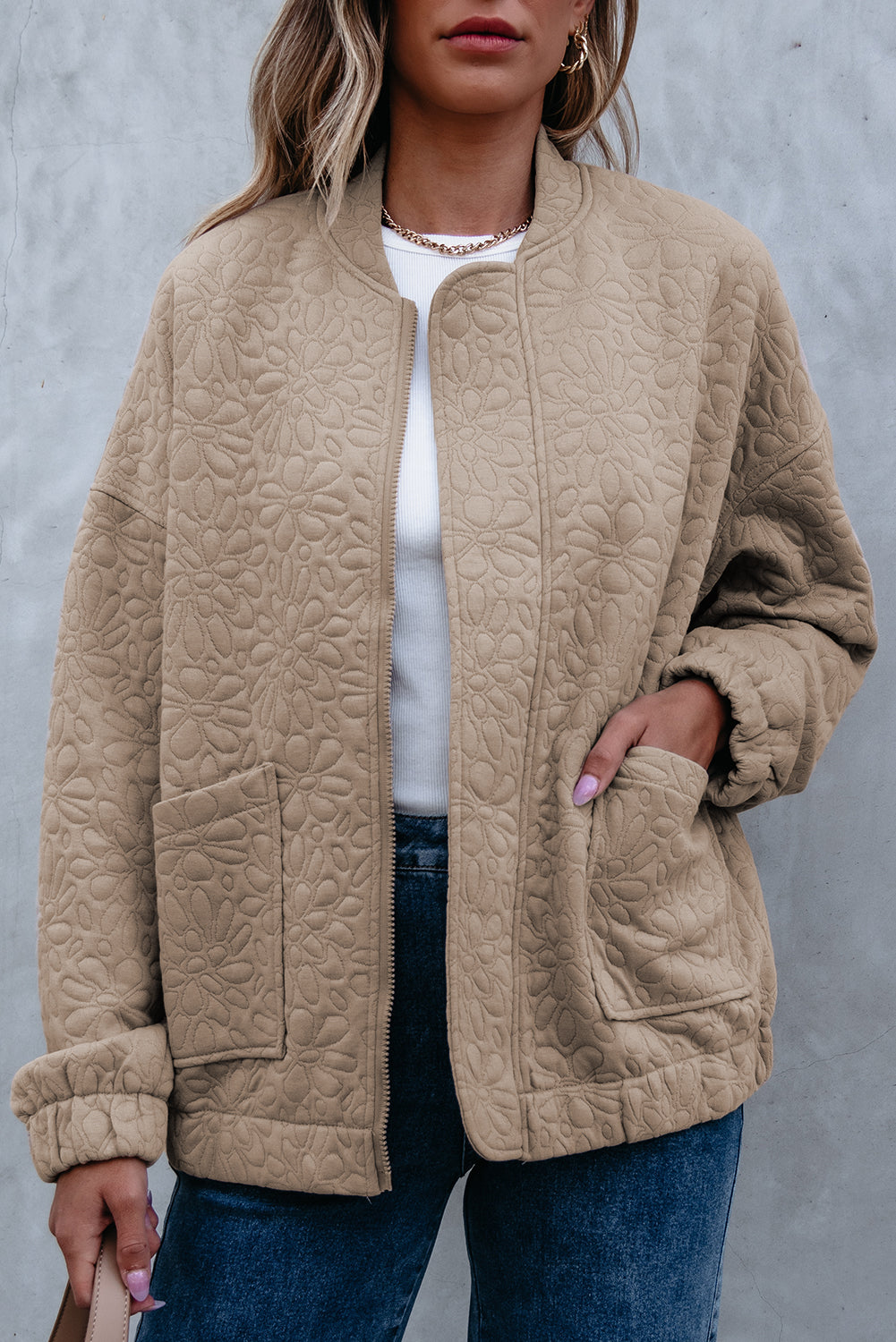 Black Floral Quilted Jacket