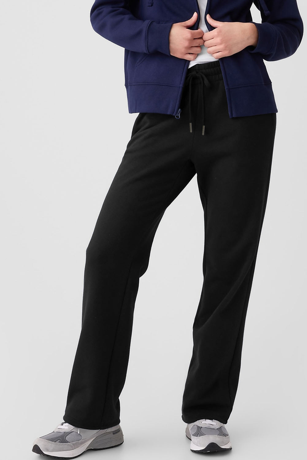 Light Grey Solid Color Fleece Lined Drawstring Waist Casual Pants
