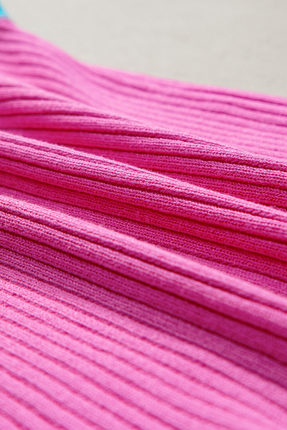 Fiery Red Colorblock Edge Ribbed Knit U Neck Tank Top