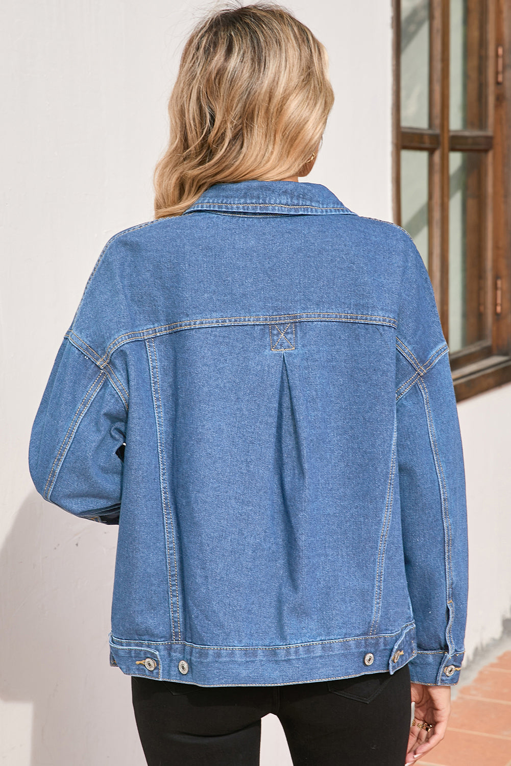 Wild Wind Washed Oversize Pocketed Denim Jacket
