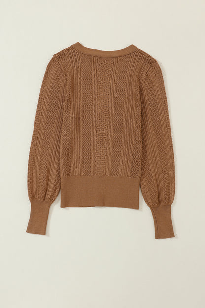 Cypress V Neck Buttoned Textured Sweater Cardigan