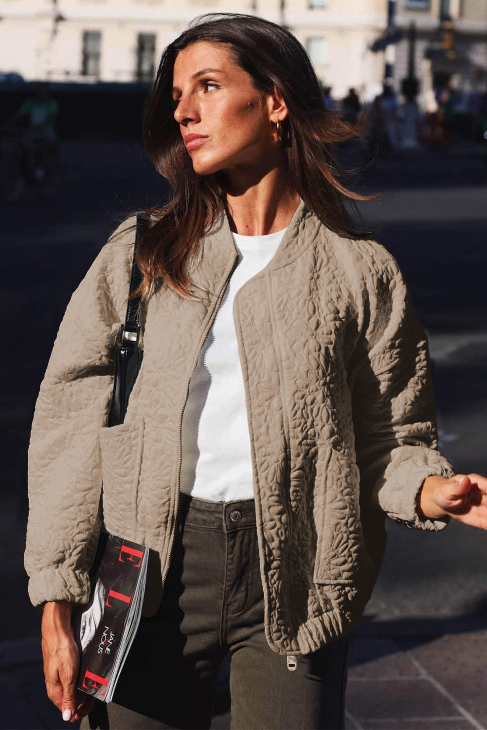 Black Floral Quilted Jacket