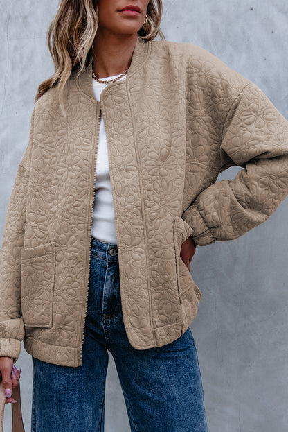 Black Floral Quilted Jacket