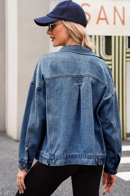 Wild Wind Washed Oversize Pocketed Denim Jacket