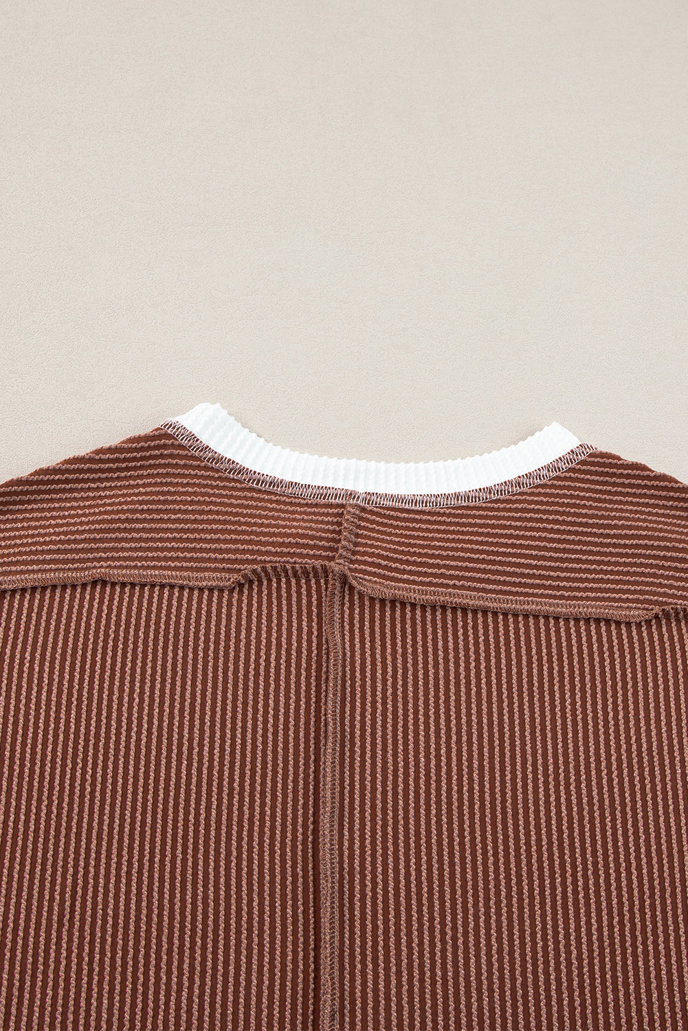 Bright Pink Textured Contrast Trim Round Neck T Shirt